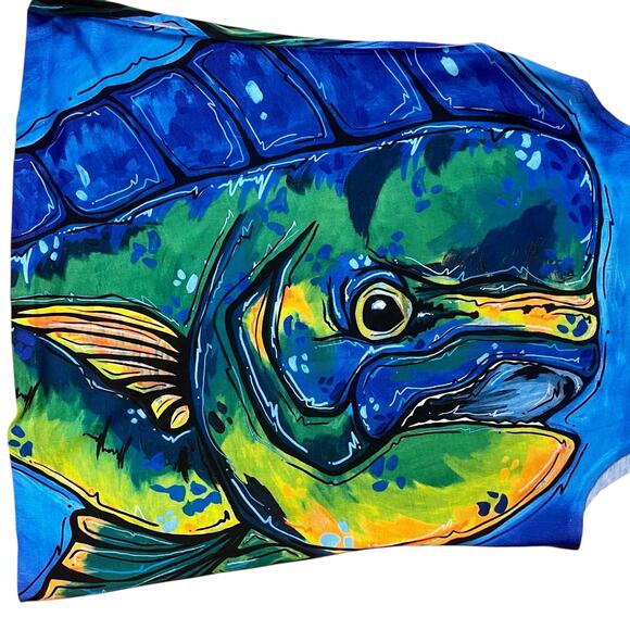 Jessica Ann Art Mahi Mahi Dolphin Fish Top S Art2Wear Ocean Coastal Lady Angler - Picture 9 of 15